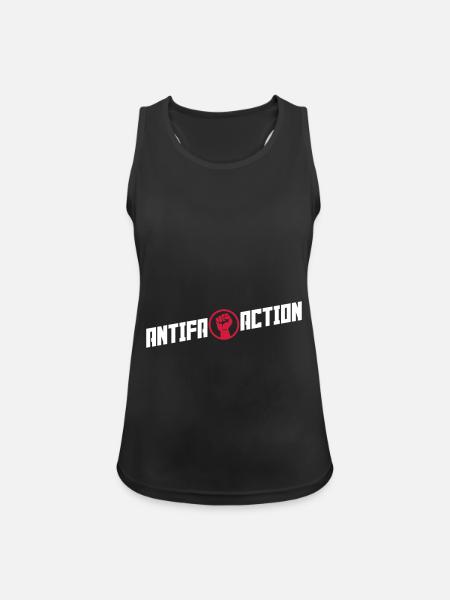 Antifa Action (Fist) - Frauen Tank Top atmungsaktiv - Schwarz