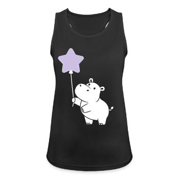 Süßes Nilpferd Stern Ballon Party - Frauen Tank Top atmungsaktiv - Schwarz - Vorne - Zoe (177cm)