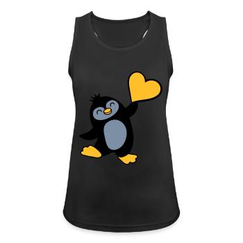 Friendly penguin shows heart - Women's Breathable Tank Top - black - Front - Zoe (177cm)