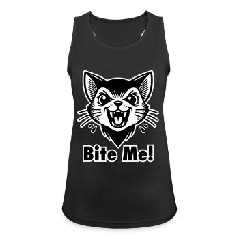 Chat vampire gothique - « Mordez-moi ! » Concevoir - Débardeur respirant Femme - noir - Devant - Zoe (177cm)