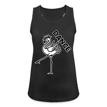 Fancy Flamingo with hat - Dance Design - Women's Breathable Tank Top - black - Front - Zoe (177cm)