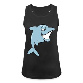 delfin witzig - Frauen Tank Top atmungsaktiv - Schwarz - Vorne - Zoe (177cm)