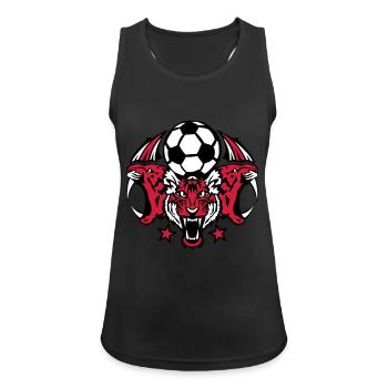 foot tigre sport logo tiger soccer ballo - Débardeur respirant Femme - noir - Devant - Zoe (177cm)