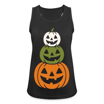 Motif citrouille-lanterne d’Halloween - Débardeur respirant Femme - noir - Devant - Zoe (177cm)