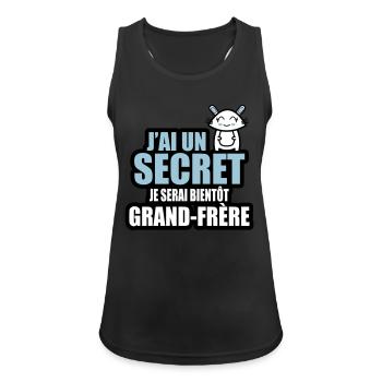 j'ai un secret je serai bientôt grand-frère 2 - Débardeur respirant Femme - noir - Devant - Zoe (177cm)
