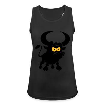 vl087b_stier_2c - Frauen Tank Top atmungsaktiv - Schwarz - Vorne - Zoe (177cm)