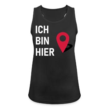 Ich bin hier 📍 - Frauen Tank Top atmungsaktiv - Schwarz - Vorne - Zoe (177cm)