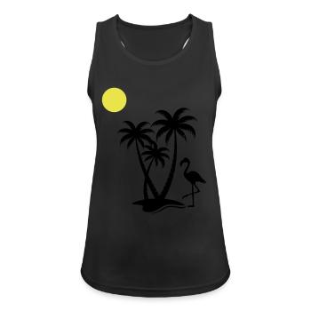 flamingo palmen - Frauen Tank Top atmungsaktiv - Schwarz - Vorne - Zoe (177cm)