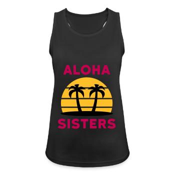 Aloha sisters (Palmen, Insel, Sonne mit Linien) - Frauen Tank Top atmungsaktiv - Schwarz - Vorne - Zoe (177cm)