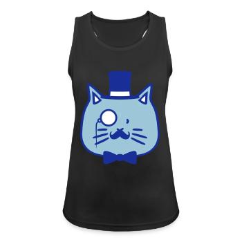 Sir Cat Gentleman Chapeau haut de forme Monocle Rich Gentleman - Débardeur respirant Femme - noir - Devant - Zoe (177cm)