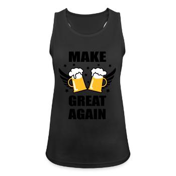 MAKE BEER GREAT AGAIN Mass Bier lustig fun 3c - Frauen Tank Top atmungsaktiv - Schwarz - Vorne - Zoe (177cm)