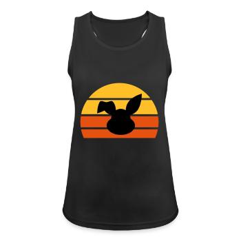 Rabbit's head with bent ear in front of a half sun - Women's Breathable Tank Top - black - Front - Zoe (177cm)