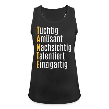 Beste Tante Geschenkidee Buchstabe Eigenschaften - Frauen Tank Top atmungsaktiv - Schwarz - Vorne - Zoe (177cm)