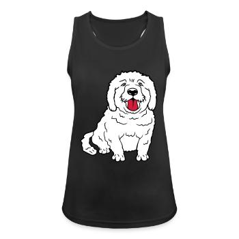 Lieber Hund Streckt Glücklich Brav Zunge Heraus - Frauen Tank Top atmungsaktiv - Schwarz - Vorne - Zoe (177cm)