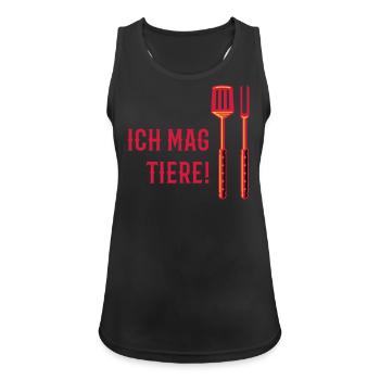 Ich Mag Tiere! (Grillbesteck / 3C) - Frauen Tank Top atmungsaktiv - Schwarz - Vorne - Zoe (177cm)