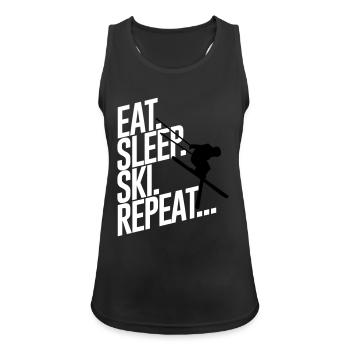 Eat sleep Ski repeat - Skiing-Urlaub-Winter-Schnee - Frauen Tank Top atmungsaktiv - Schwarz - Vorne - Zoe (177cm)