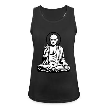 Young Buddha No.1_2c - Women's Breathable Tank Top - black - Front - Zoe (177cm)