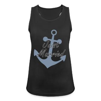 Juist Married Anker - Frauen Tank Top atmungsaktiv - Schwarz - Vorne - Zoe (177cm)