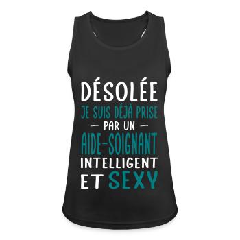 Désolée déjà prise par un aide-soignant sexy - Débardeur respirant Femme - noir - Devant - Zoe (177cm)