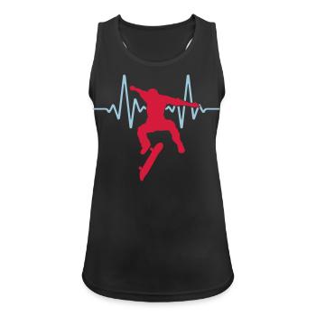 Herzschlag Skater Skateboard EKG | Farben änderbar - Frauen Tank Top atmungsaktiv - Schwarz - Vorne - Zoe (177cm)