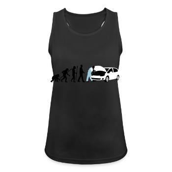 evolution_kfz_mechaniker_122013_b_3c - Frauen Tank Top atmungsaktiv - Schwarz - Vorne - Zoe (177cm)