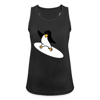 Surfer Pinguin / penguin (3c) - Frauen Tank Top atmungsaktiv - Schwarz - Vorne - Zoe (177cm)