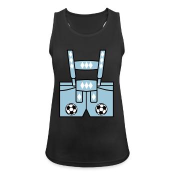 12 Lederhose Latzhose Fußball Bayern Fussball - Frauen Tank Top atmungsaktiv - Schwarz - Vorne - Zoe (177cm)