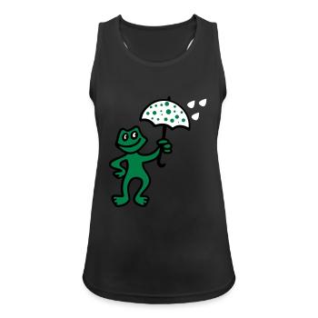 Wetterfrosch - Regen - Frauen Tank Top atmungsaktiv - Schwarz - Vorne - Zoe (177cm)