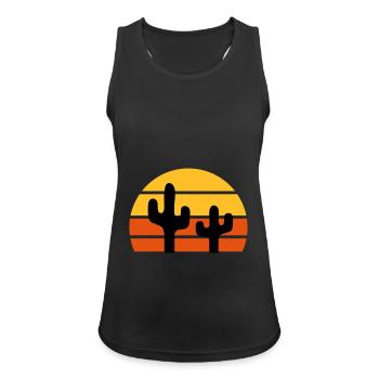 Two cacti in front of a half-sun - Women's Breathable Tank Top - black - Front - Zoe (177cm)