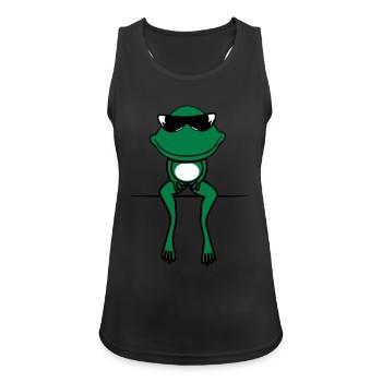 Sit de lunettes de soleil cool drôle de grenouille - Débardeur respirant Femme - noir - Devant - Zoe (177cm)