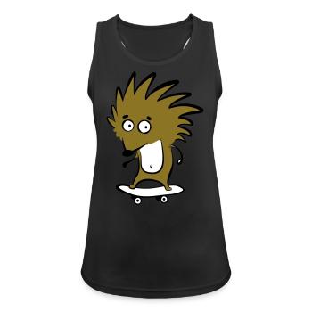 Skate-Igel "Knut H. Heckmann" - Frauen Tank Top atmungsaktiv - Schwarz - Vorne - Zoe (177cm)