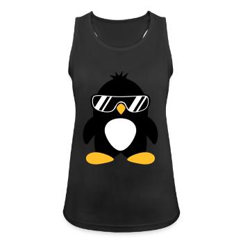 Cooler süßer Chef Pinguin Vogel mit Sonnenbrille - Frauen Tank Top atmungsaktiv - Schwarz - Vorne - Zoe (177cm)