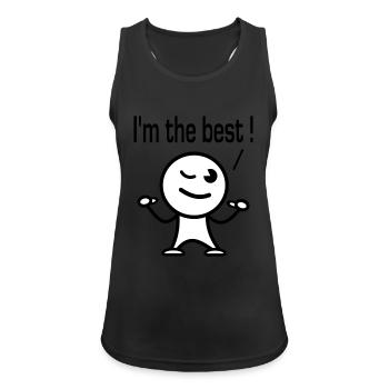 i'm the best - Débardeur respirant Femme - noir - Devant - Zoe (177cm)