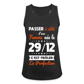 Anniversaire - Née 29 Décembre Frôler perfection - Débardeur respirant Femme - noir - Devant - Zoe (177cm)