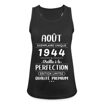 80-jähriges Jubiläum - August 1944 Perfektion - Frauen Tank Top atmungsaktiv - Schwarz - Vorne - Zoe (177cm)