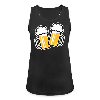 2 chopes de bière toast, à votre santé ! (Chopes à bière 3C) - Débardeur respirant Femme - noir - Devant - Zoe (177cm)