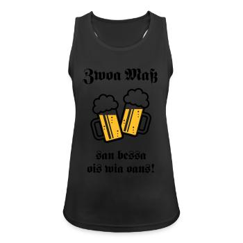 Zwoa Maß San Bessa Ois Wia Oans! (Bier Trinken) - Frauen Tank Top atmungsaktiv - Schwarz - Vorne - Zoe (177cm)