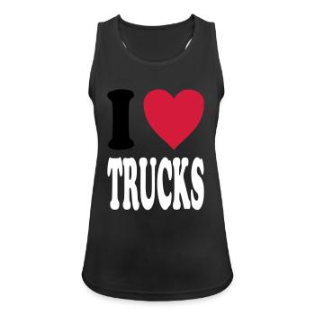 J'adore TRUCKS (couleurs au choix!) - Débardeur respirant Femme - noir - Devant - Zoe (177cm)