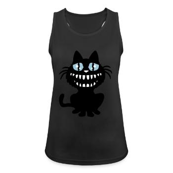 Crazy Monster Cat Halloween Horror Teeth Fun - Women's Breathable Tank Top - black - Front - Zoe (177cm)