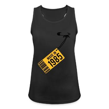 Anniversaire T-shirt 1985 - Débardeur respirant Femme - noir - Devant - Zoe (177cm)
