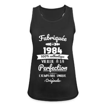 Anniversaire 40 ans - Fabriquée en 1984 Originale - Débardeur respirant Femme - noir - Devant - Zoe (177cm)