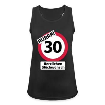 Hurrah 30 Birthday - Congratulations | - Women's Breathable Tank Top - black - Front - Zoe (177cm)
