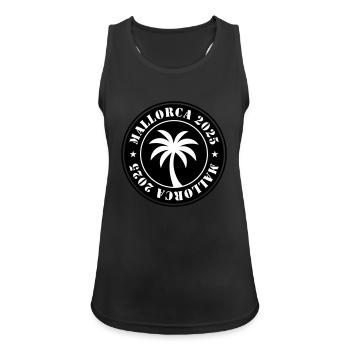 Mallorca 2025 Palme - Frauen Tank Top atmungsaktiv - Schwarz - Vorne - Zoe (177cm)