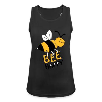 Bee Happy - Frauen Tank Top atmungsaktiv - Schwarz - Vorne - Zoe (177cm)