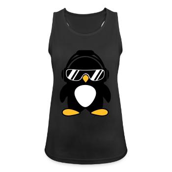 Penguin with headphones - Women's Breathable Tank Top - black - Front - Zoe (177cm)