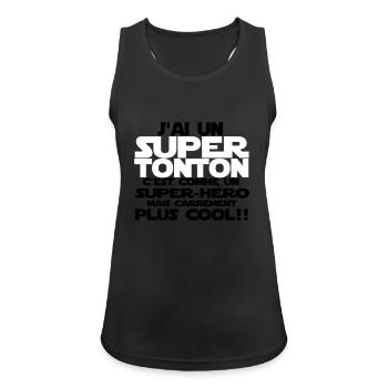 j'ai un super tonton - Débardeur respirant Femme - noir - Devant - Zoe (177cm)