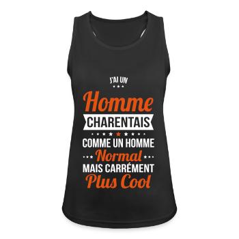 J'ai un homme Charentais plus cool - Débardeur respirant Femme - noir - Devant - Zoe (177cm)
