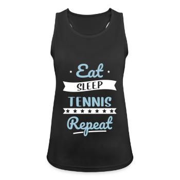 Eat Sleep Tennis Repeat - Cadeau humour - Débardeur respirant Femme - noir - Devant - Zoe (177cm)