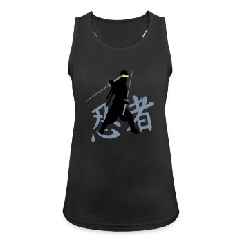 ninja kanji (A, 3c) - Débardeur respirant Femme - noir - Devant - Zoe (177cm)