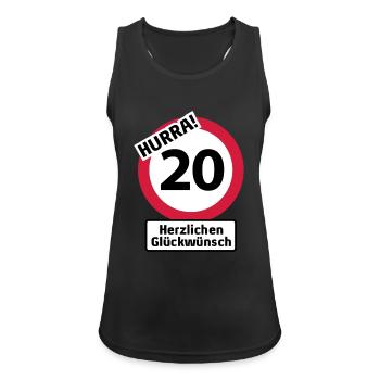 Hurrah 20 Anniversaire - Félicitations - Débardeur respirant Femme - noir - Devant - Zoe (177cm)